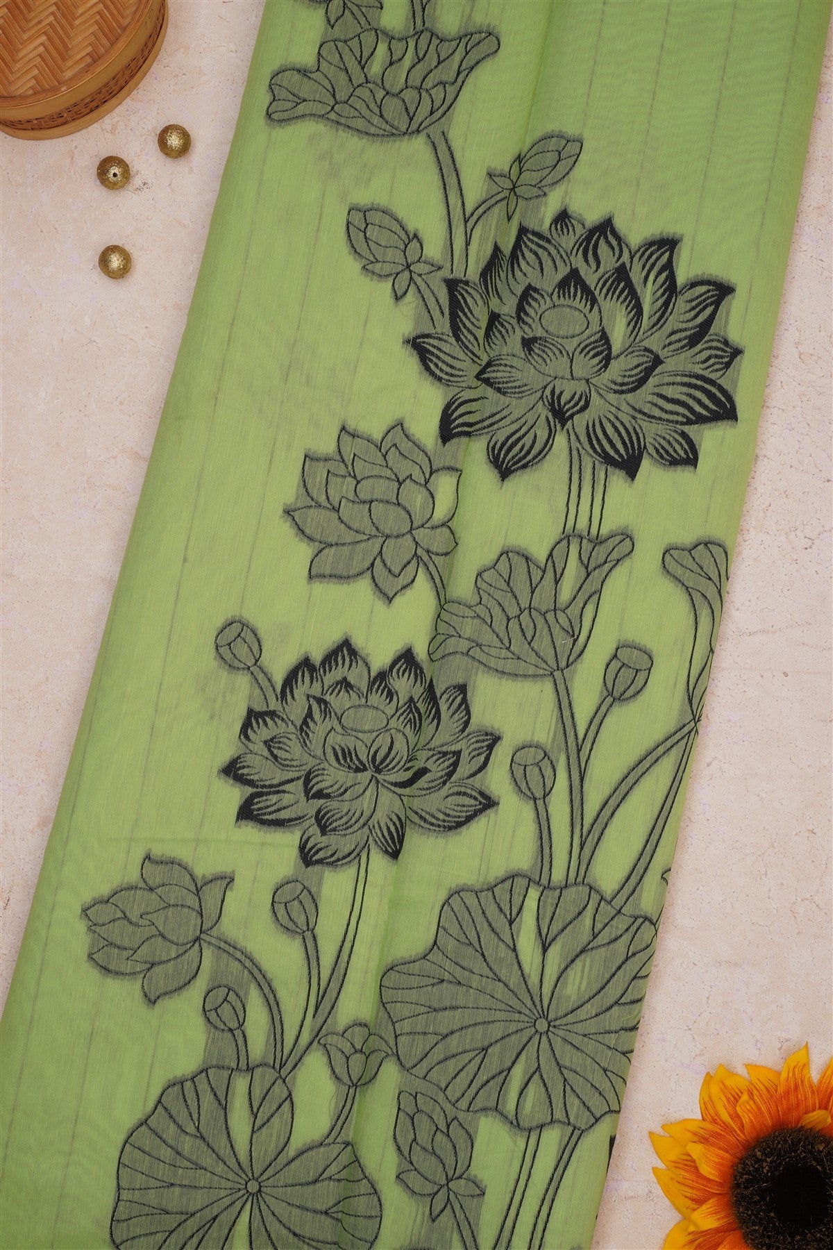 Fancy Khadi Cotton Light Green Saree