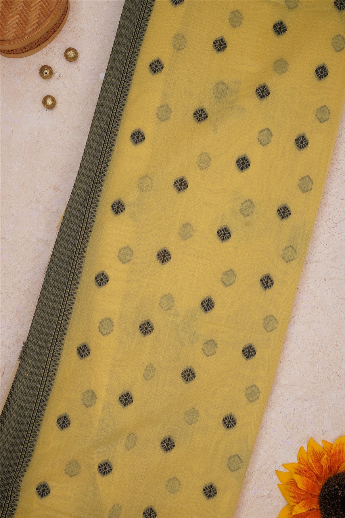 Fancy Khadi Cotton Light Yellow Saree