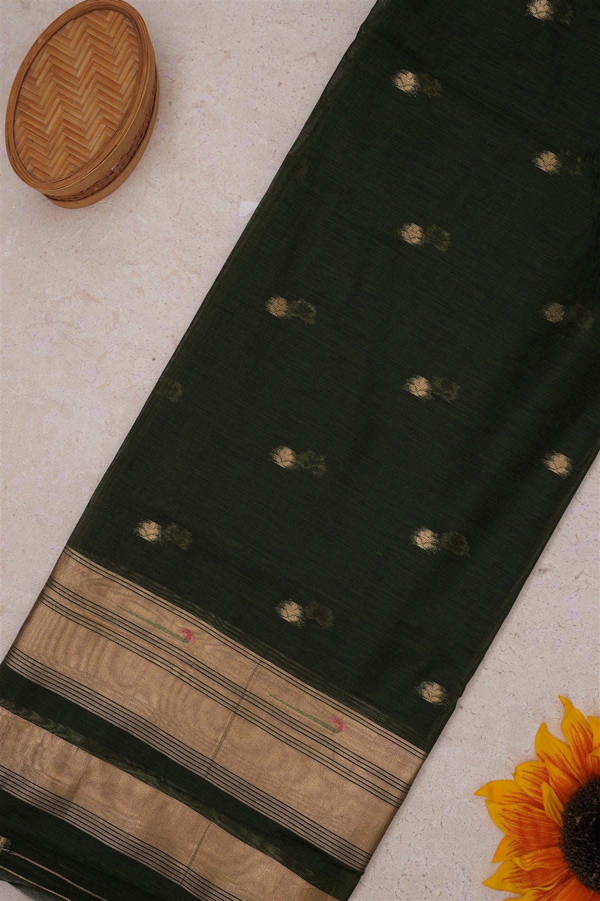 Bhagalpur Silk Dark Green Saree