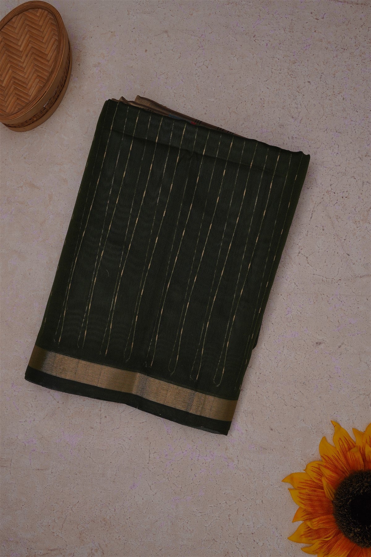 Bhagalpur Silk Dark Green Saree