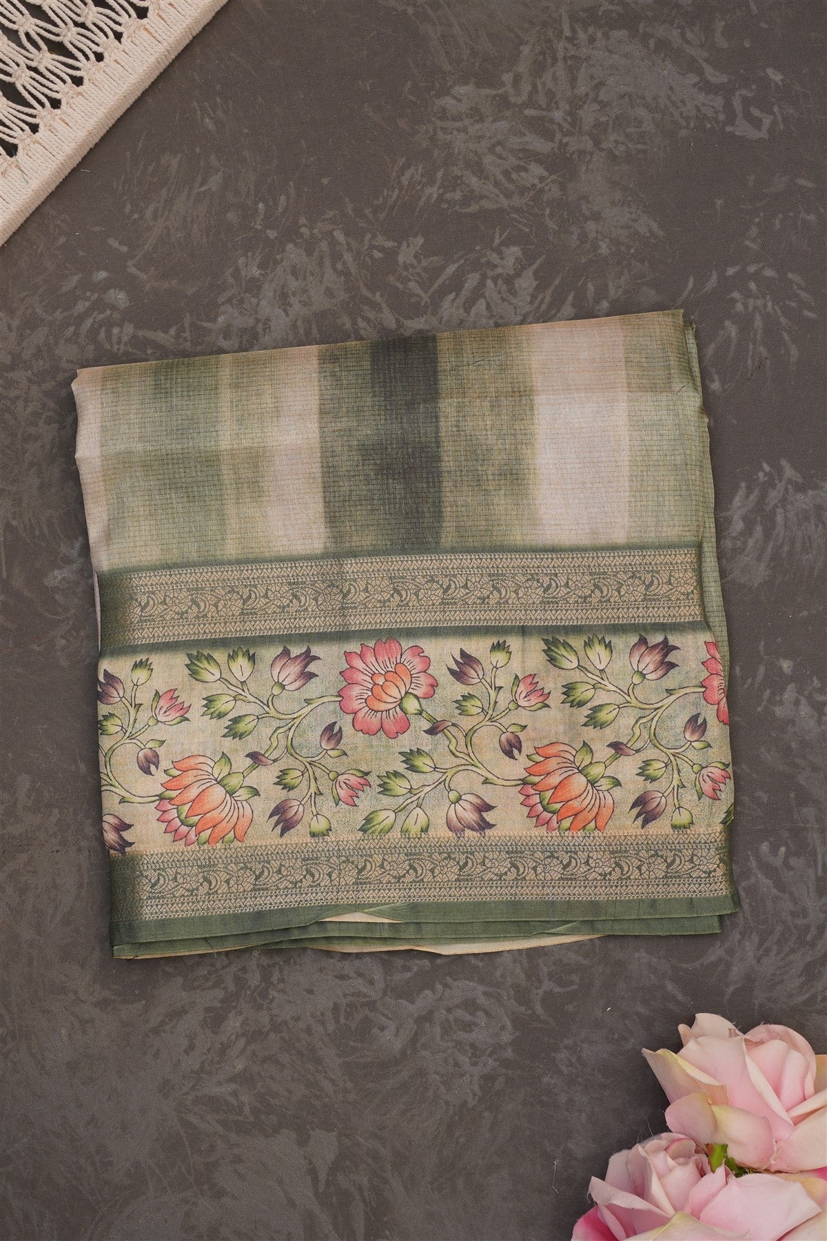 Banarasi Dola Silk Green Saree