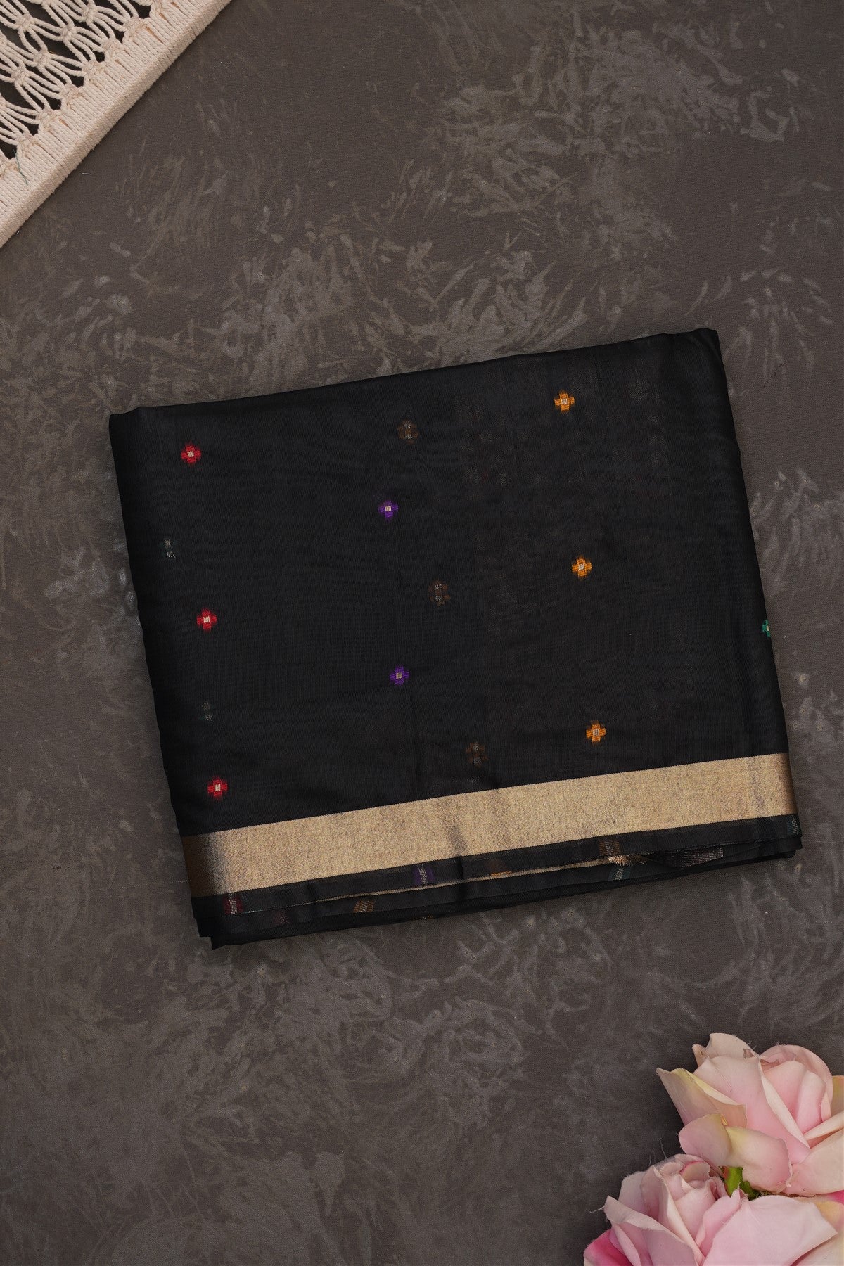 Banarasi Matka Silk Black Saree