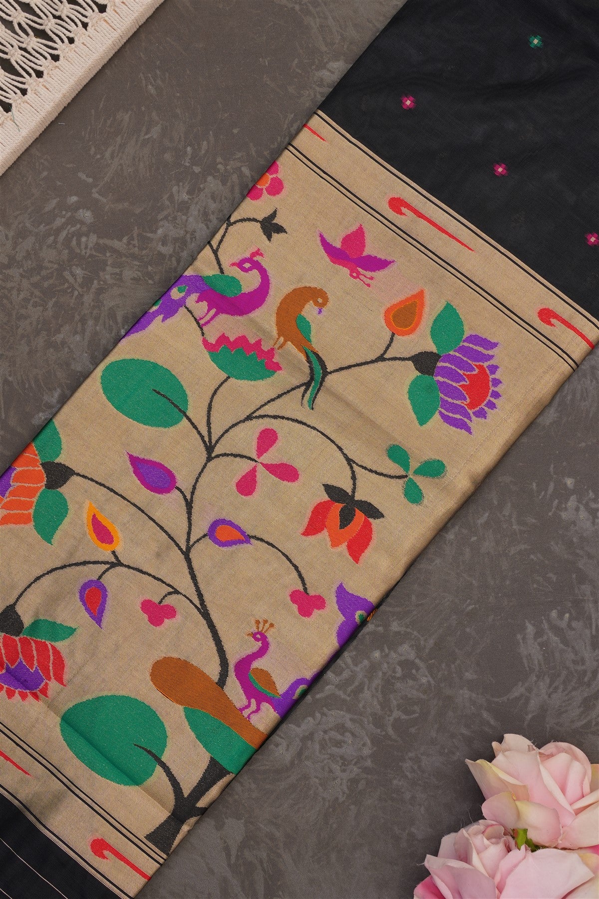 Banarasi Matka Silk Black Saree