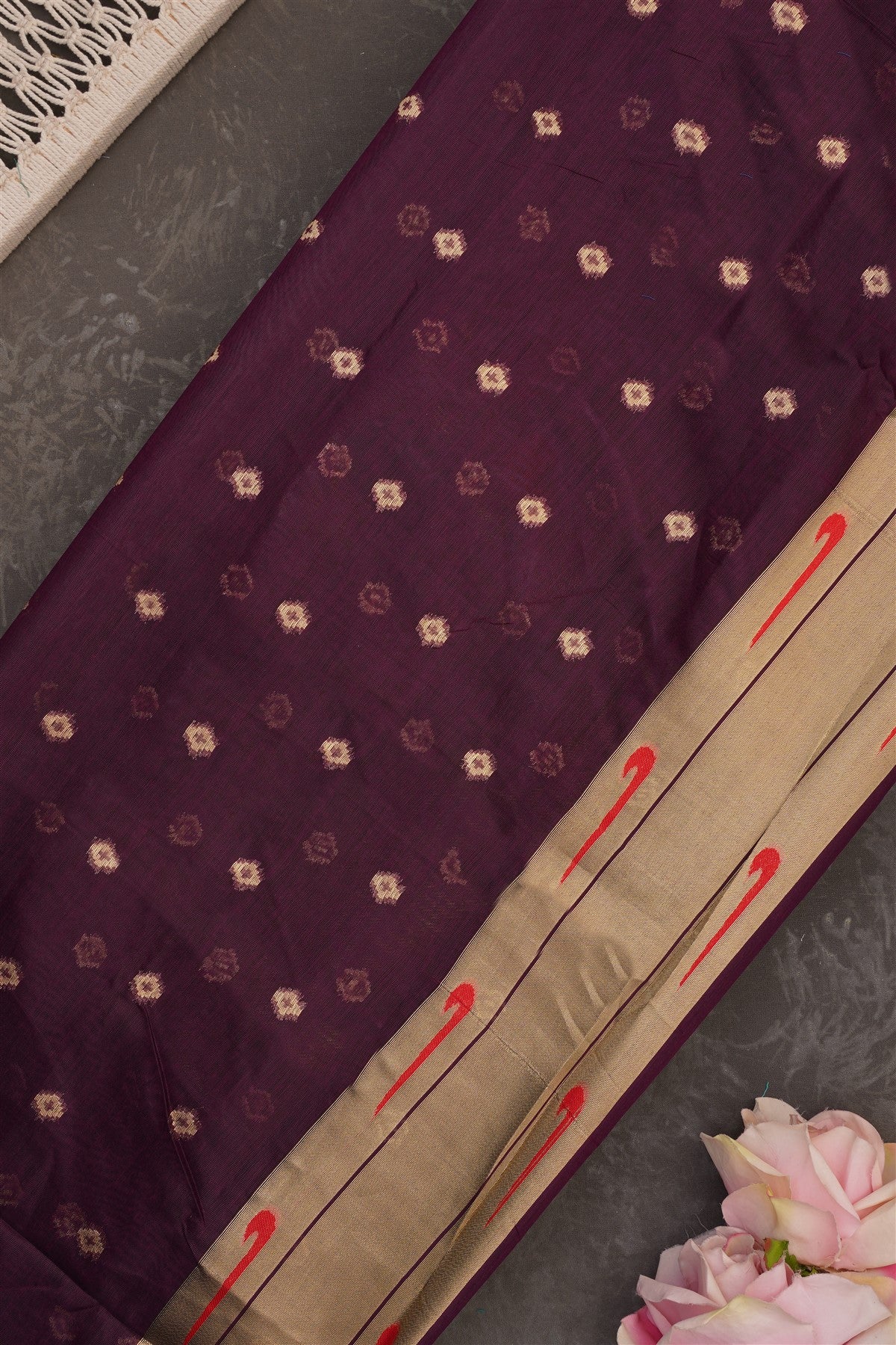Banarasi Matka Silk Dark Purple Saree