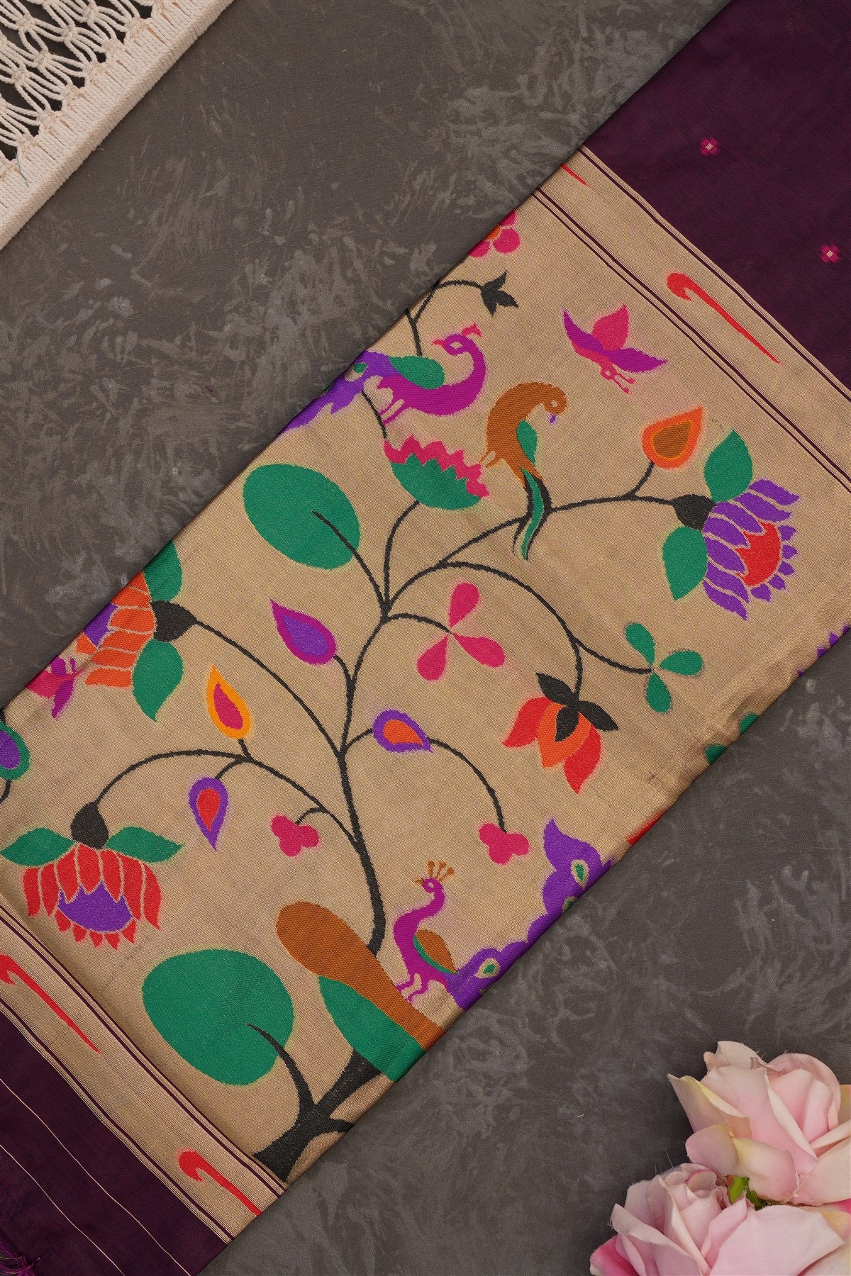 Banarasi Matka Silk Dark Purple Saree