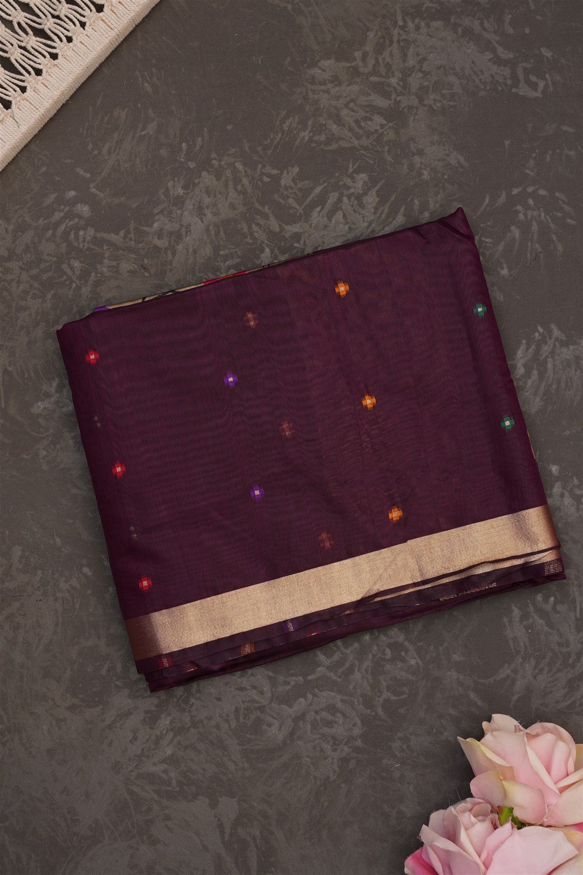Banarasi Matka Silk Dark Purple Saree