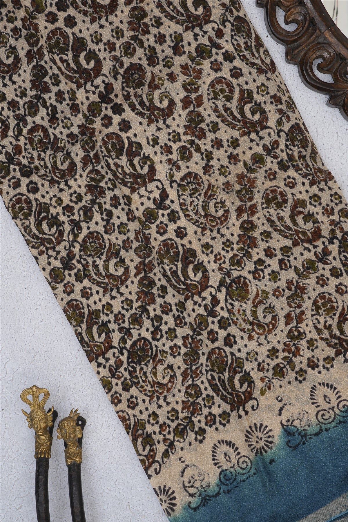 Fancy Khadi Peacock Blue Saree