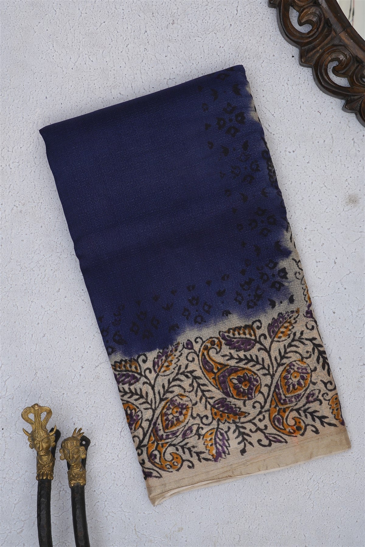 Fancy Khadi Navy Blue Saree