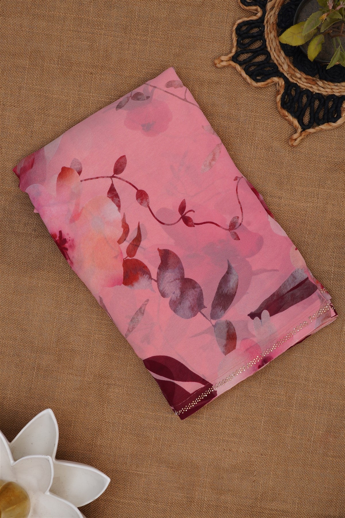 Fancy Georgette Peach Saree