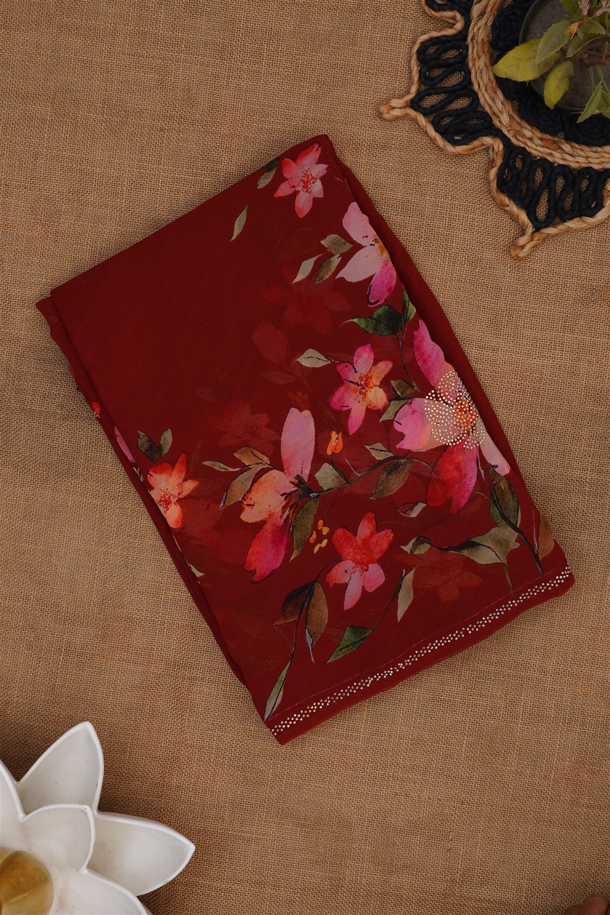 Fancy Georgette Maroon Saree