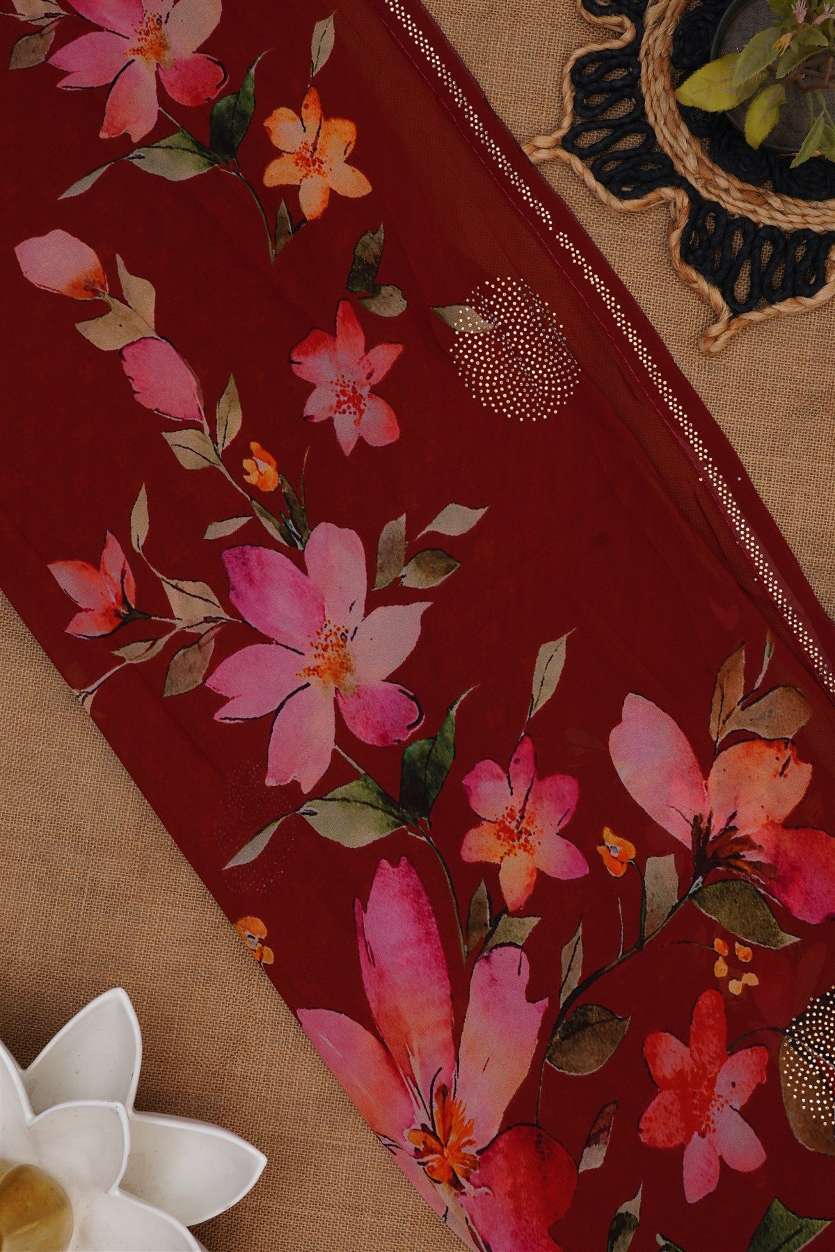 Fancy Georgette Maroon Saree