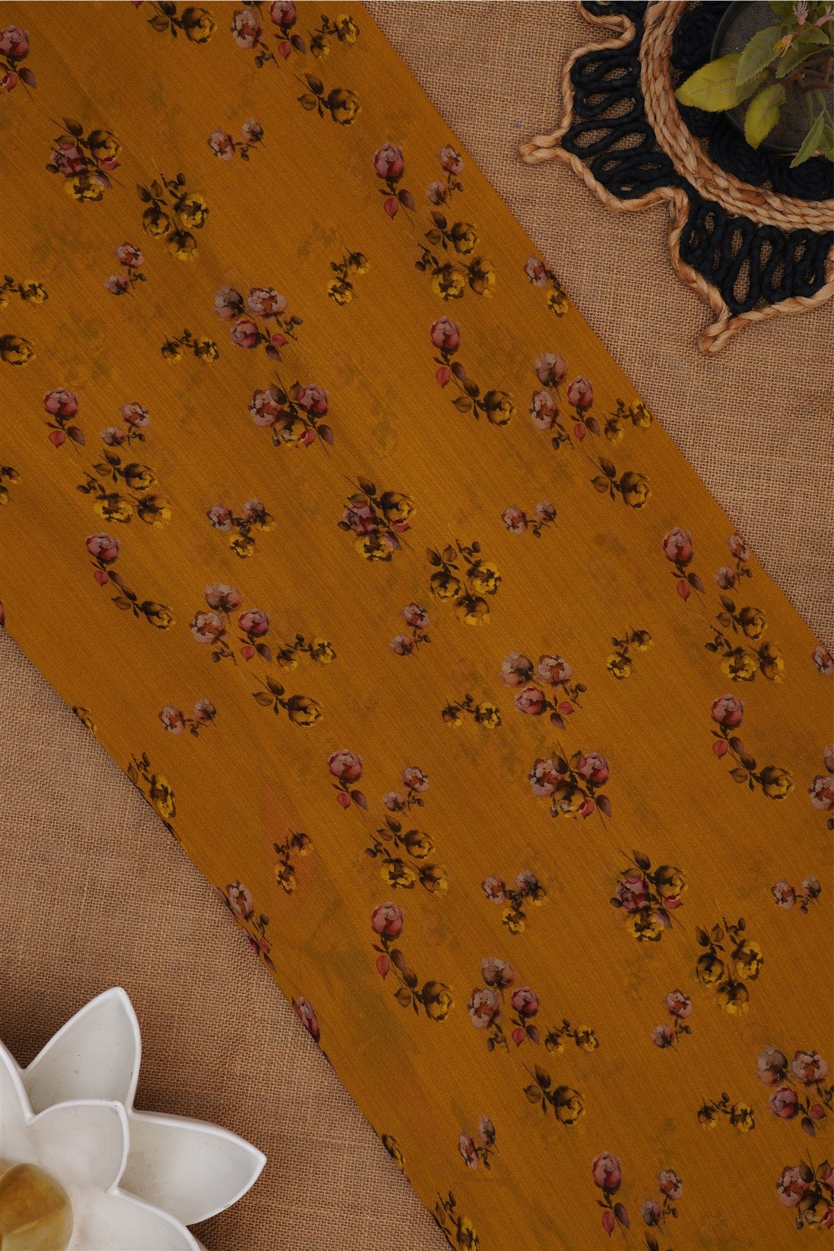 Fancy Georgette Dark Olive Green Saree