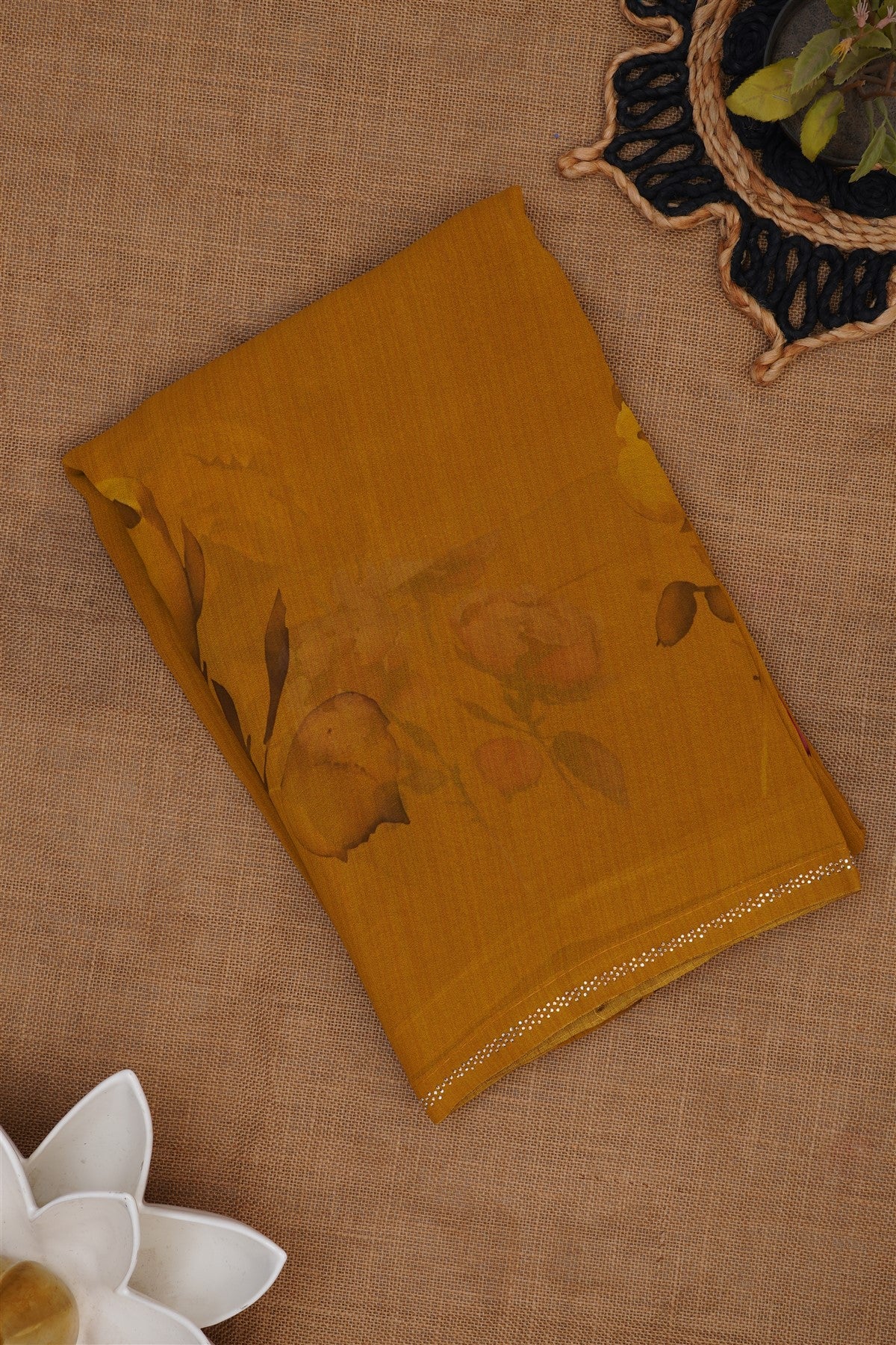 Fancy Georgette Dark Olive Green Saree
