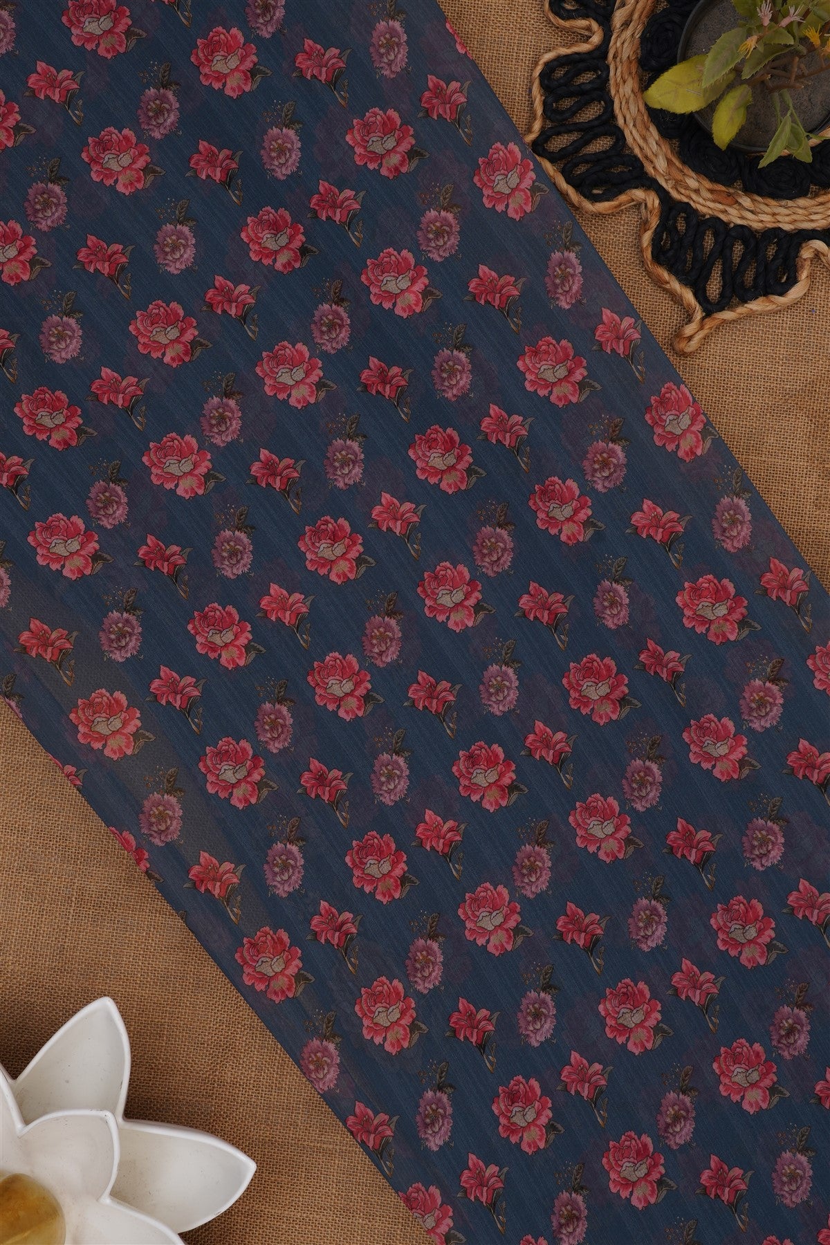 Fancy Georgette Dark Grey Saree