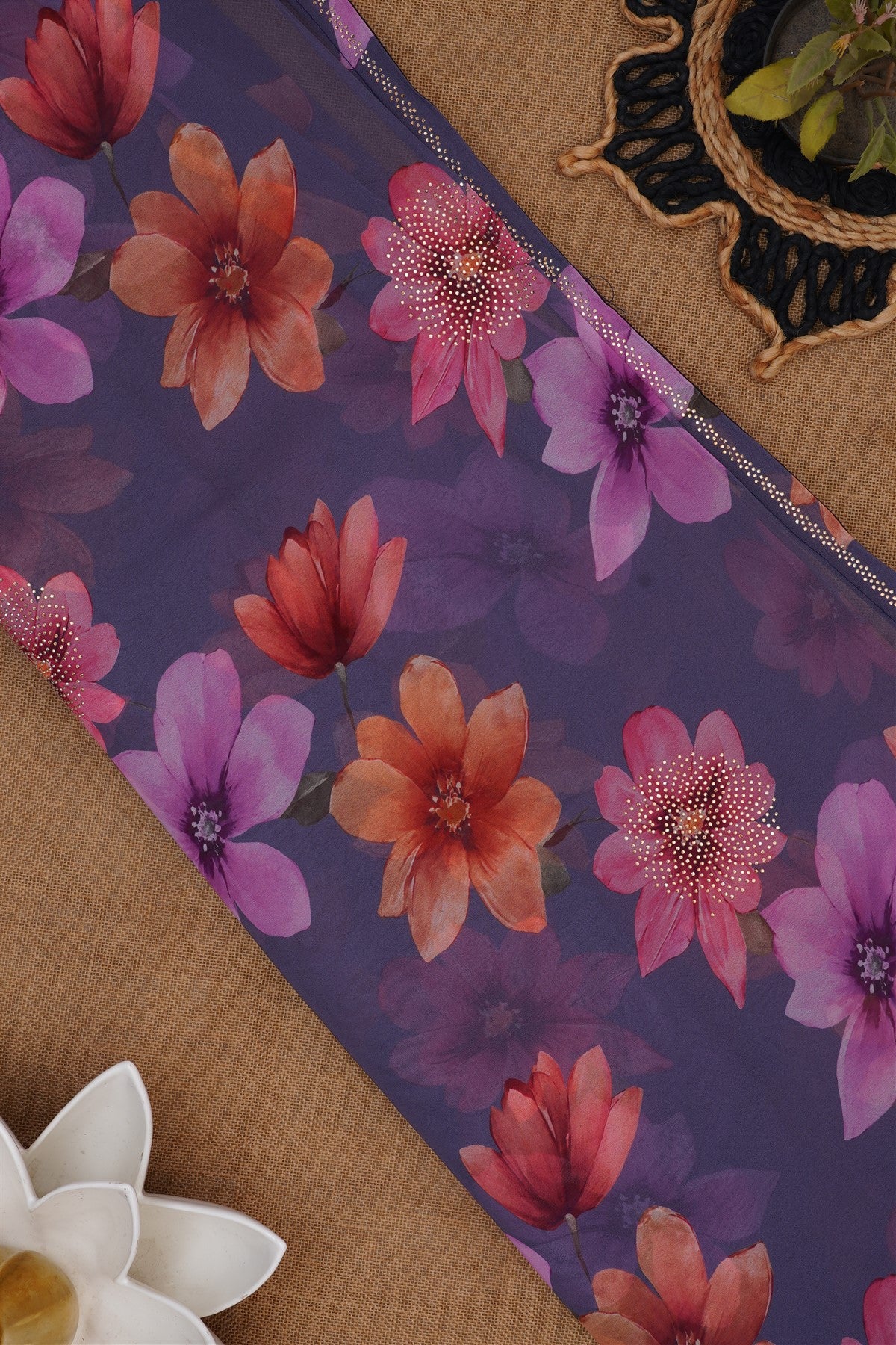 Fancy Georgette Slate Blue Saree