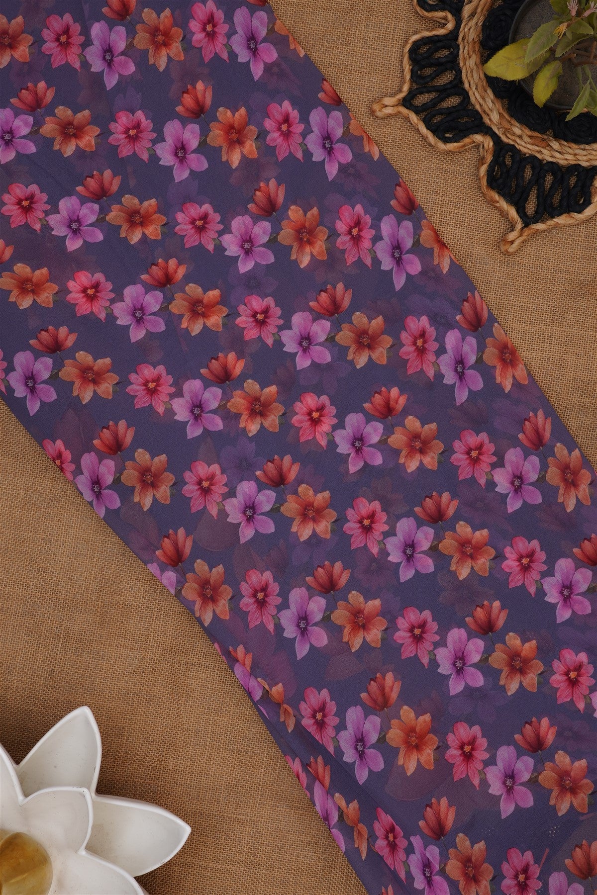 Fancy Georgette Slate Blue Saree