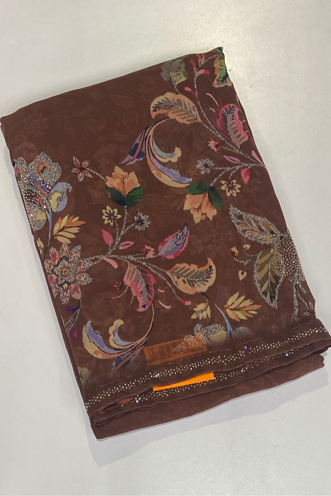 Fancy Georgette Brown Saree