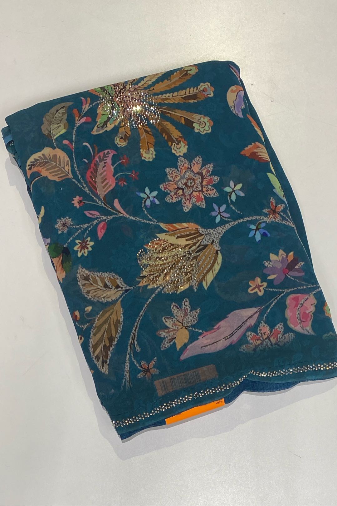 Fancy Georgette Peacock Blue Saree