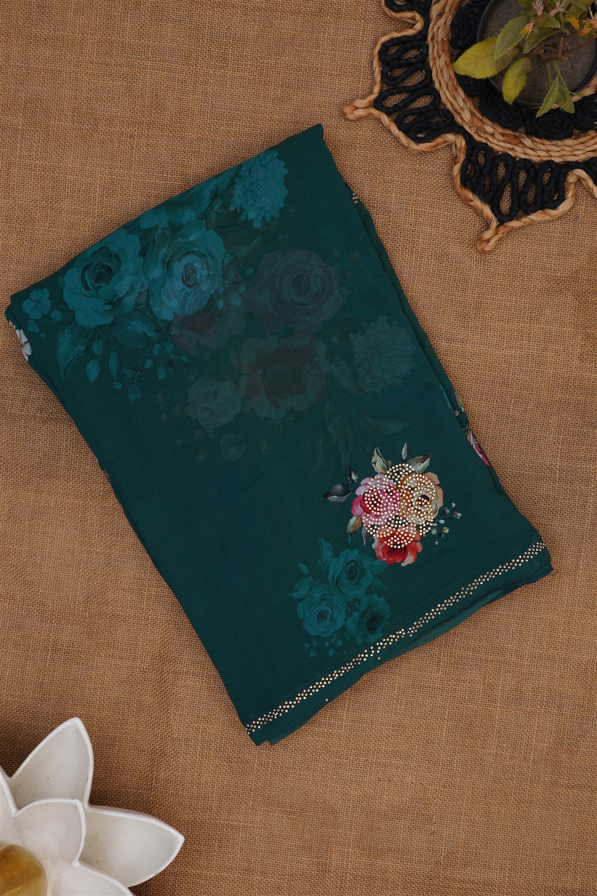 Fancy Georgette Green Saree