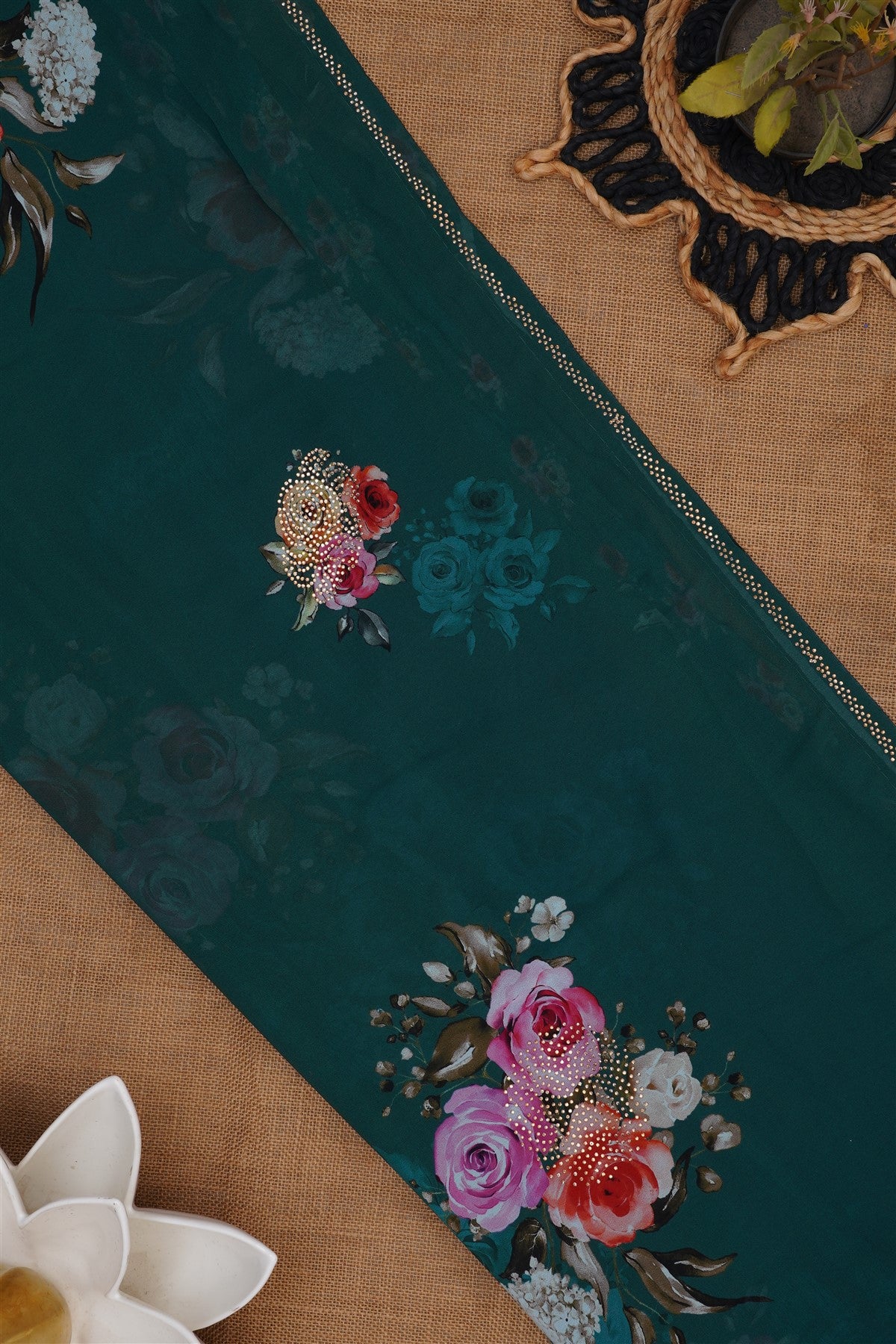 Fancy Georgette Green Saree