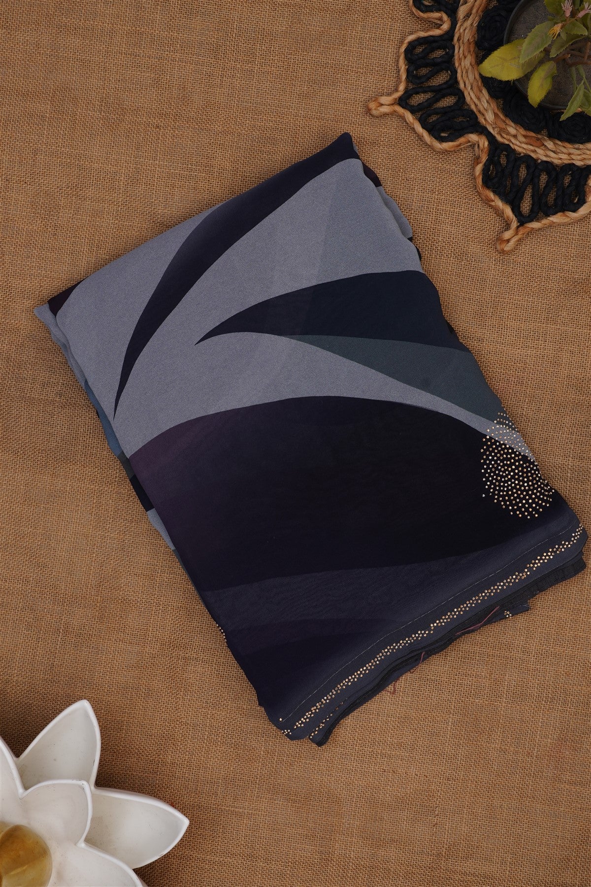 Fancy Georgette Grey Saree