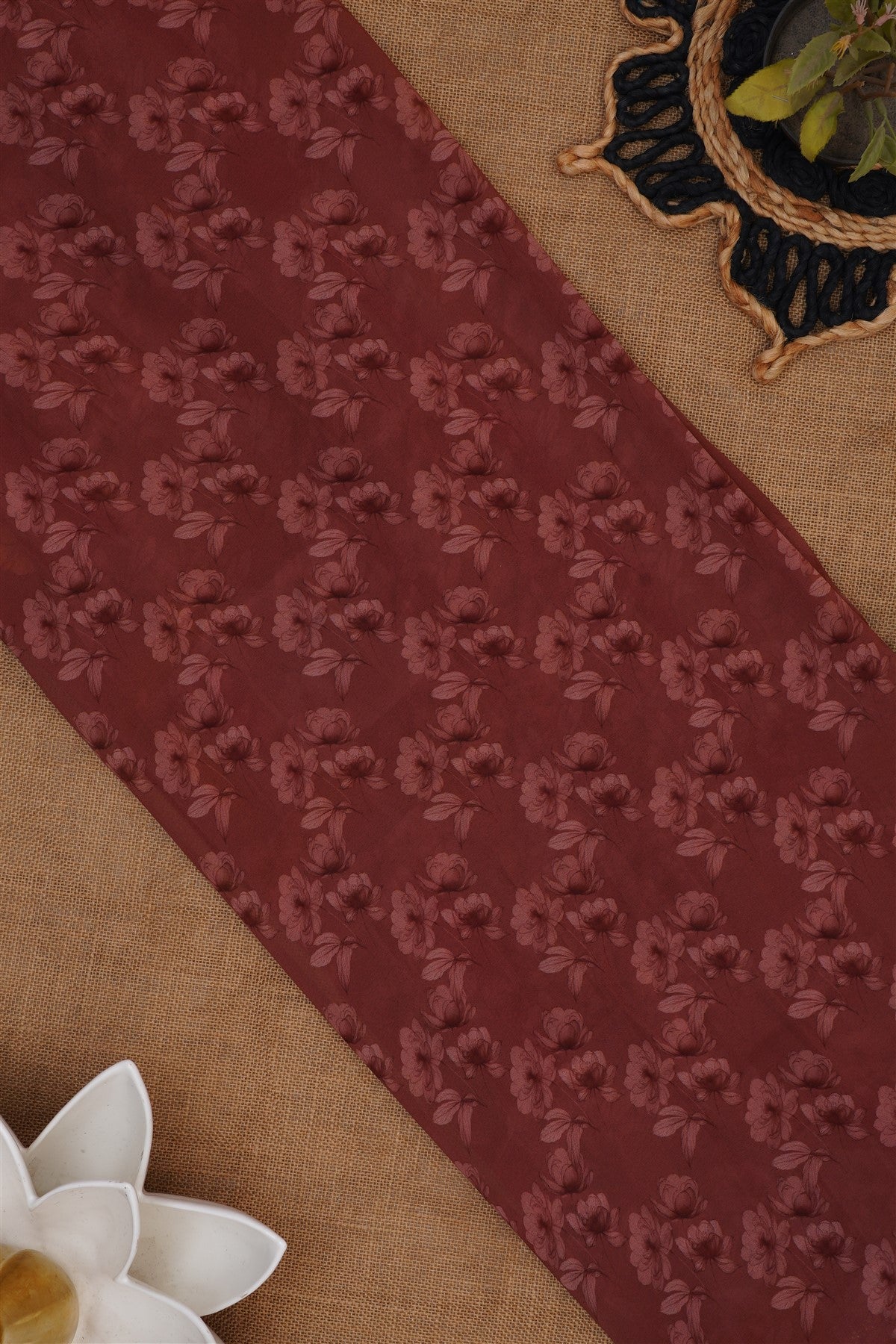 Fancy Georgette Brown Saree