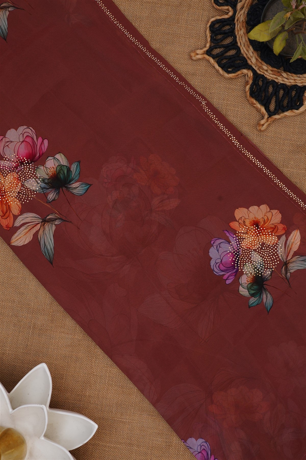 Fancy Georgette Brown Saree