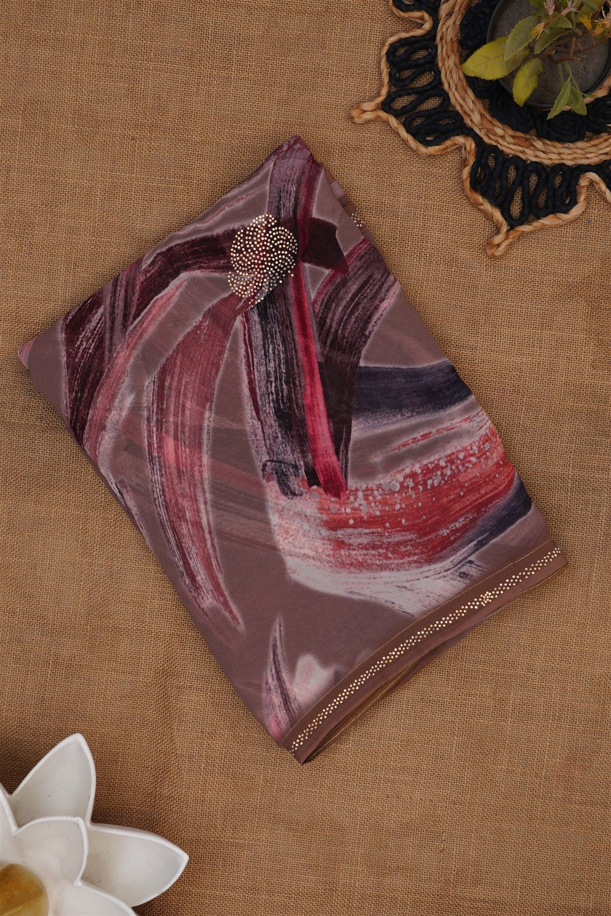 Fancy Georgette Light Brown Saree