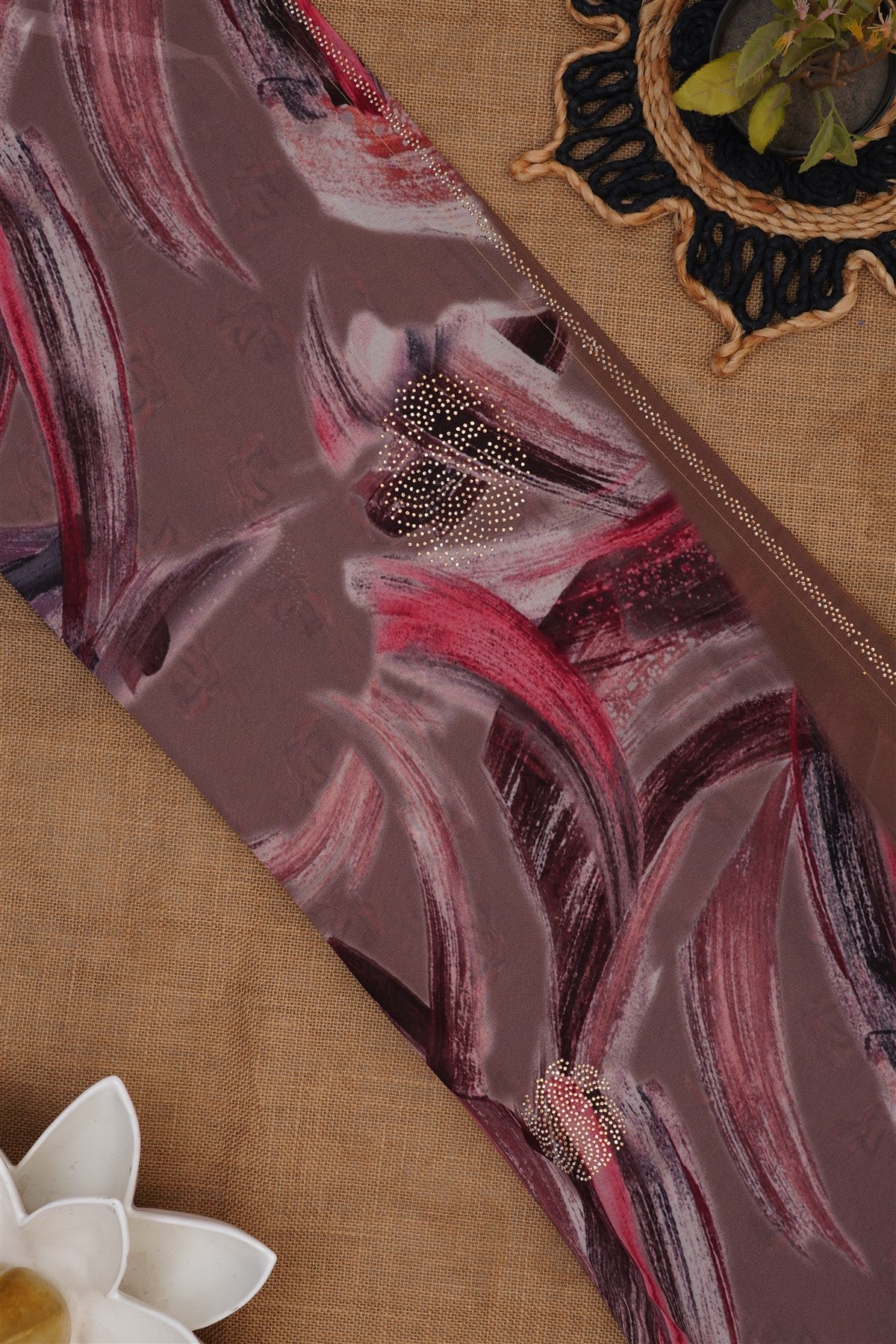 Fancy Georgette Light Brown Saree