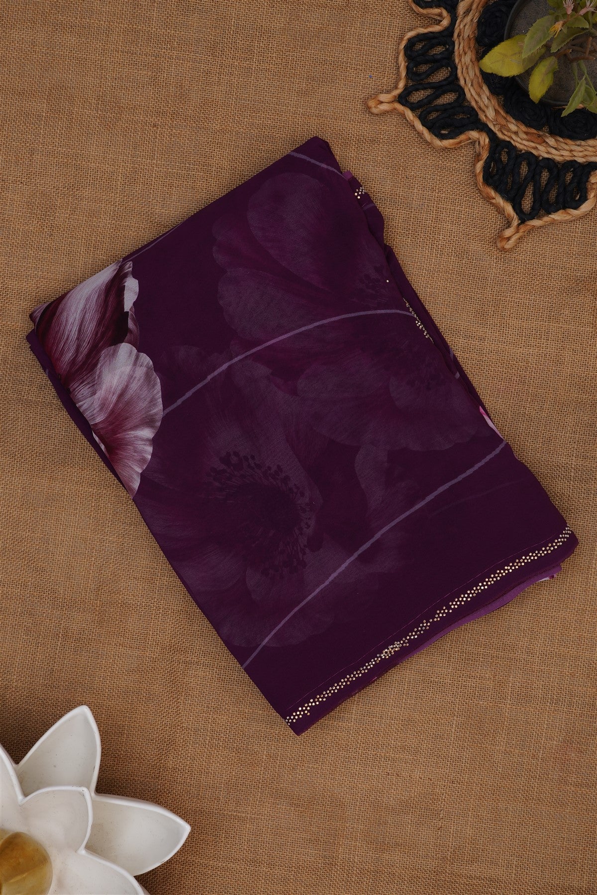 Fancy Georgette Purple Saree