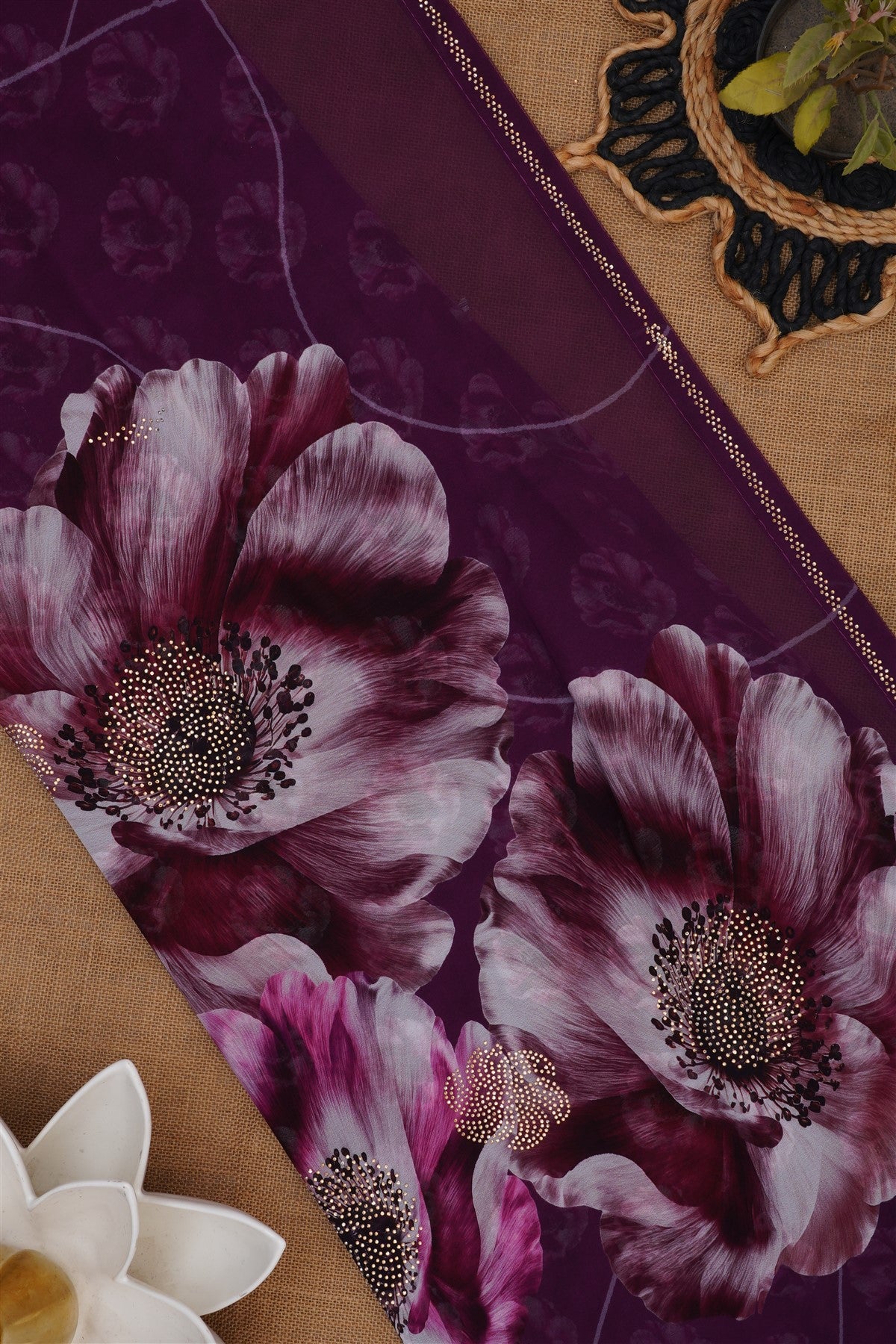 Fancy Georgette Purple Saree