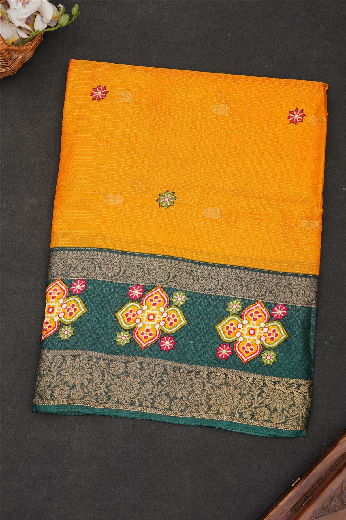 Fancy Art Silk  Mustard Saree