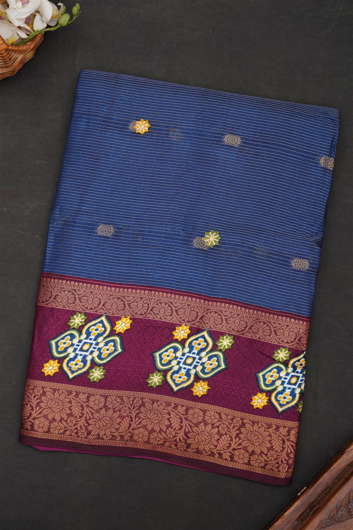 Fancy Art Silk  Navy Blue Saree