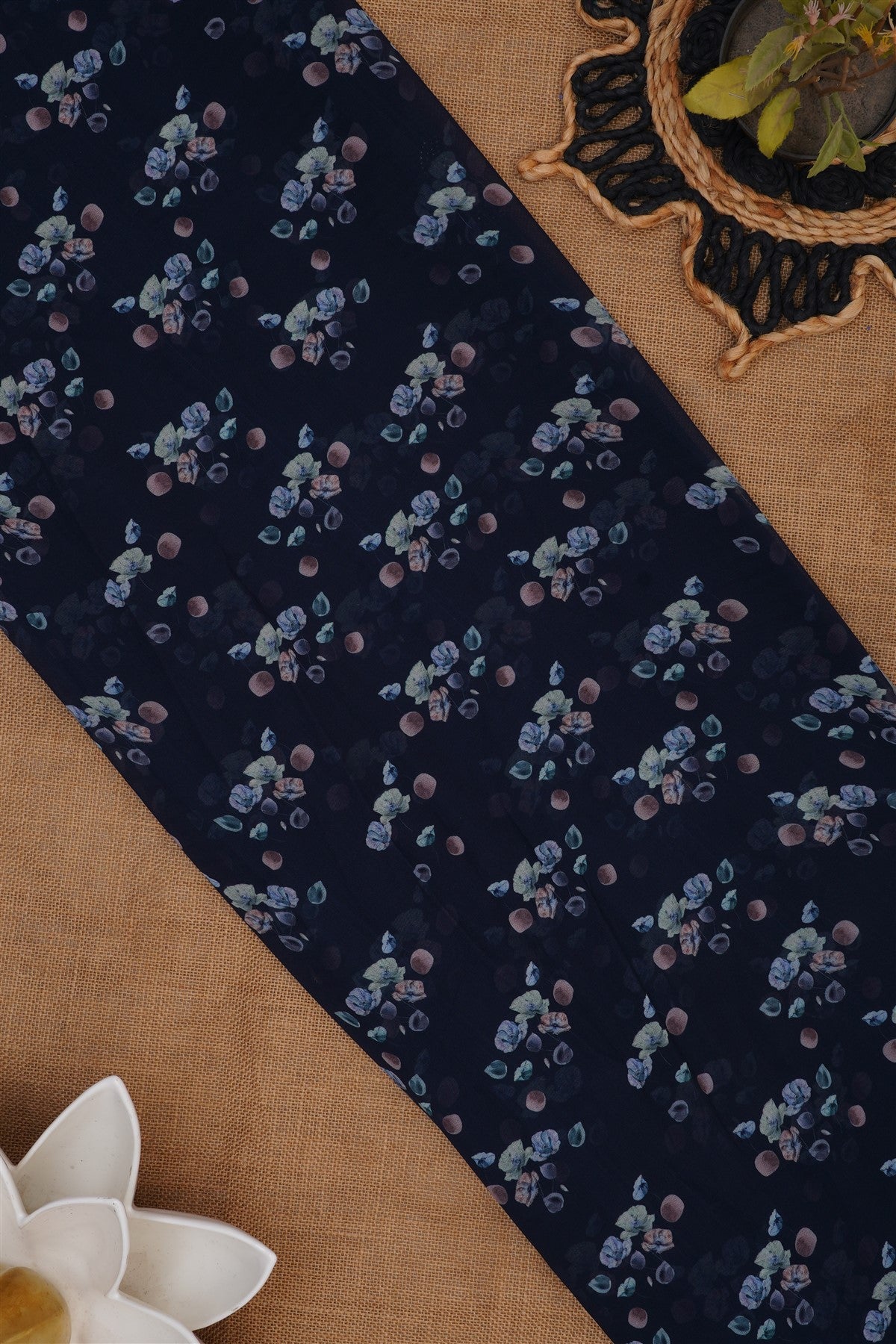 Fancy Georgette Navy Blue Saree