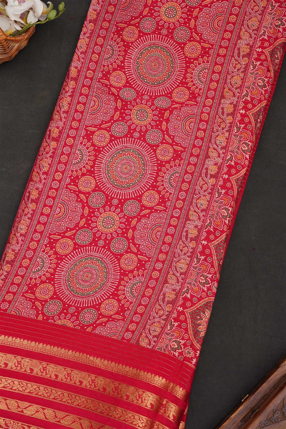 Fancy Georgette Dark Pink Saree