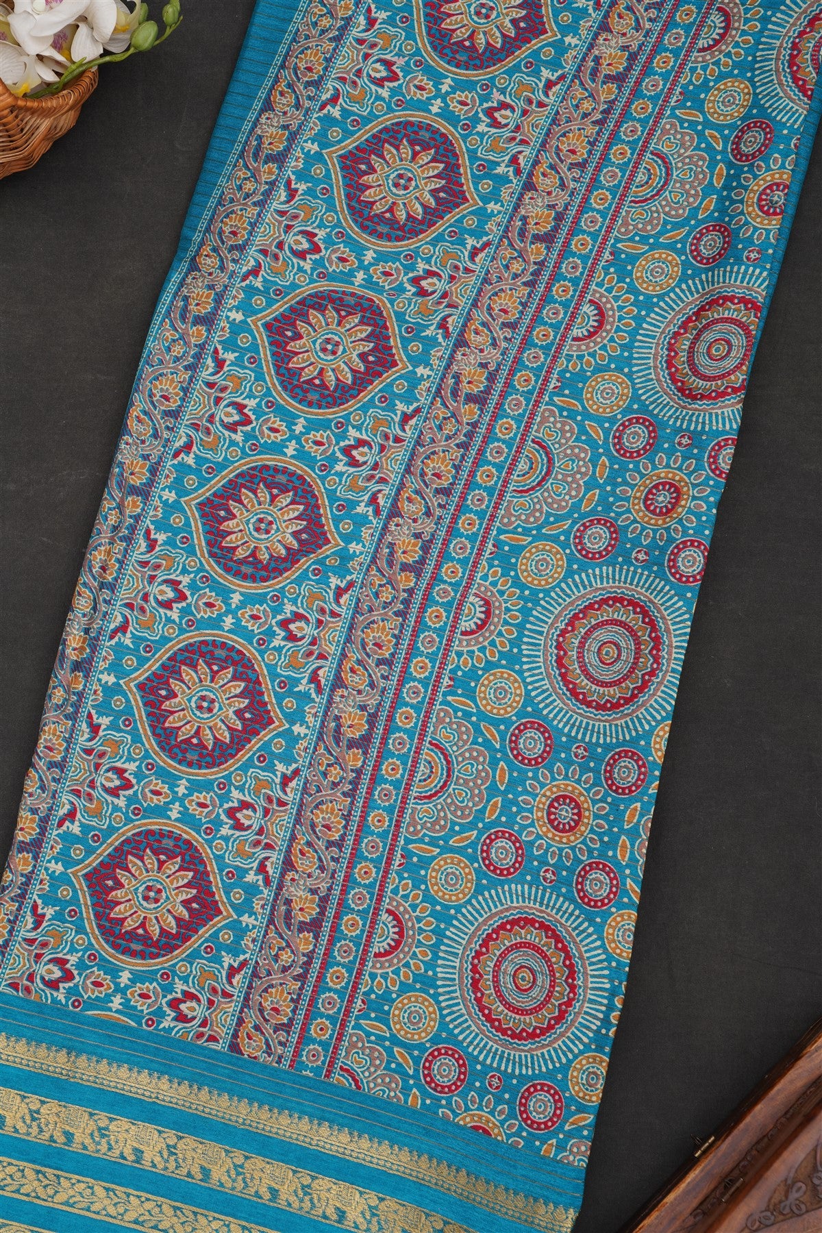Fancy Georgette Teal Saree