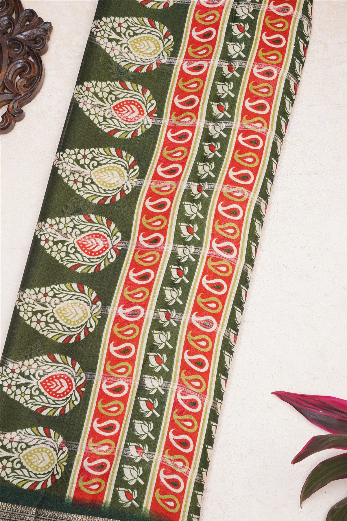 Fancy Viscose Olive Green Saree