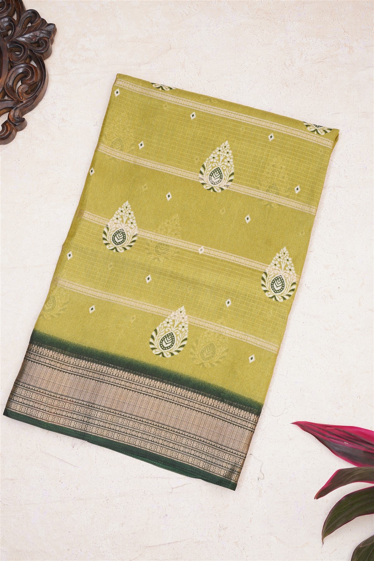 Fancy Viscose Olive Green Saree