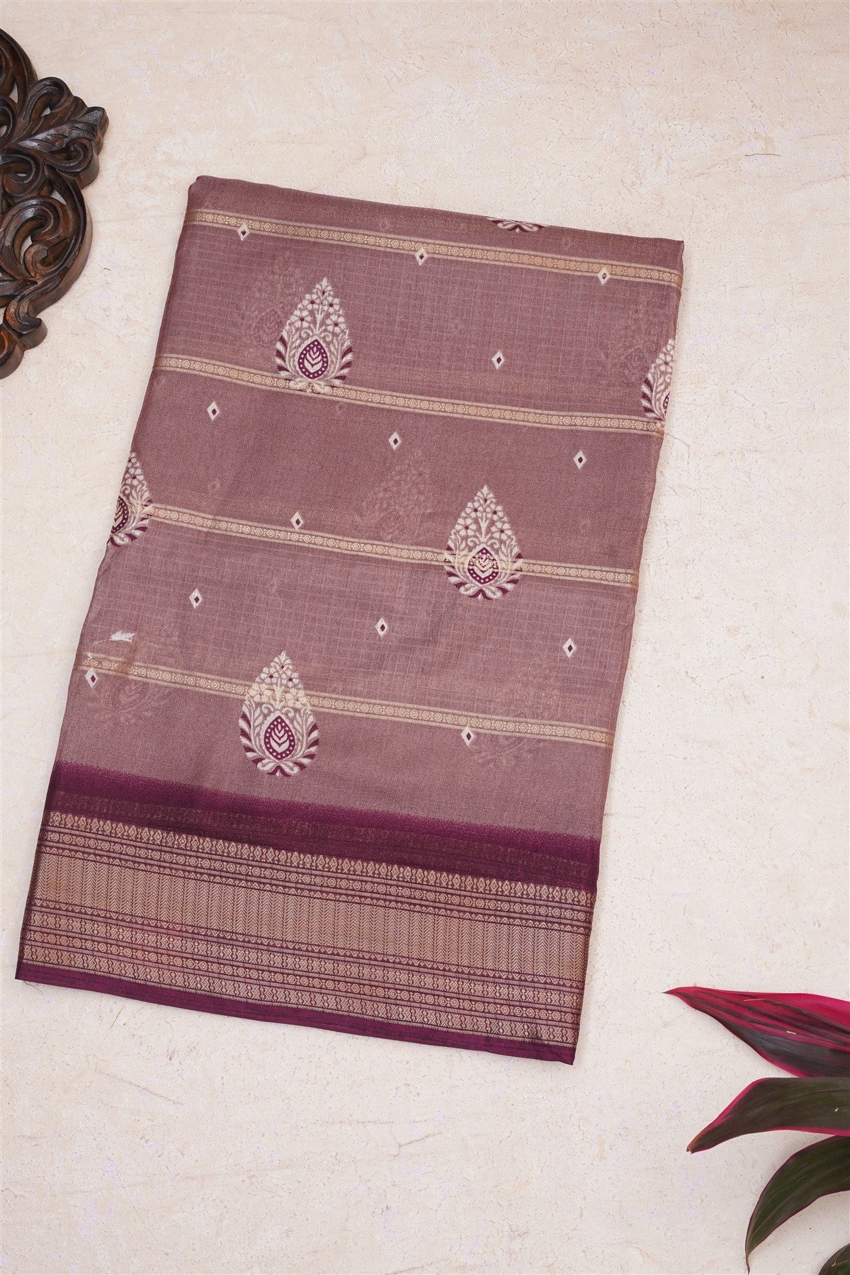 Fancy Viscose Rossy Brown Saree