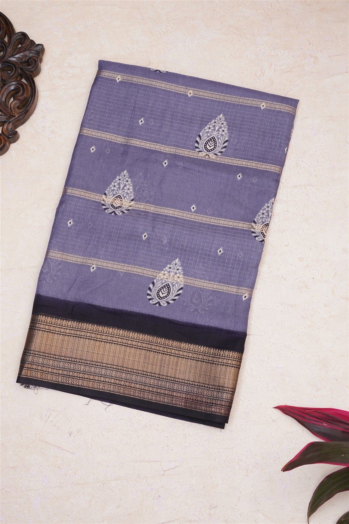 Fancy Viscose Slate Blue Saree