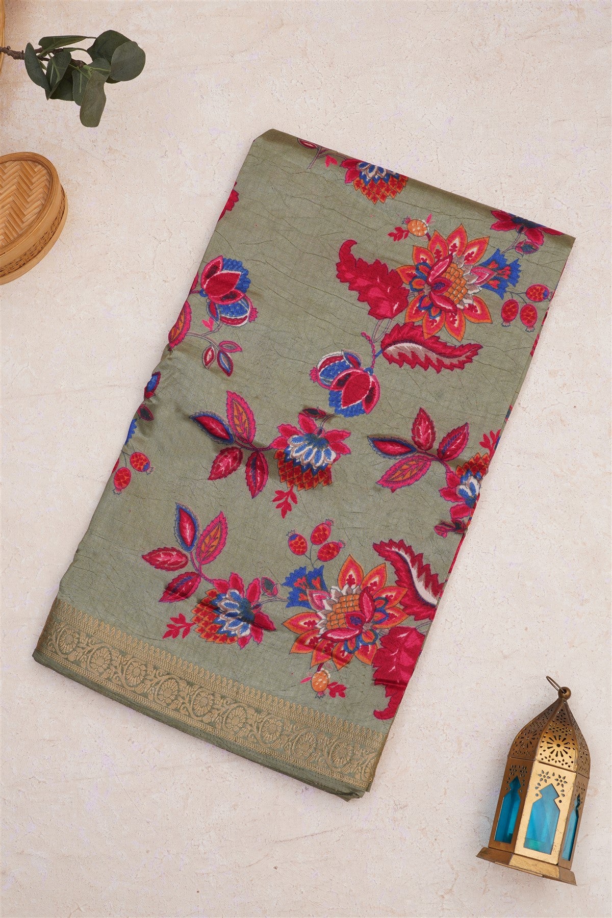 Fancy Art Silk  Light Olive Green Saree