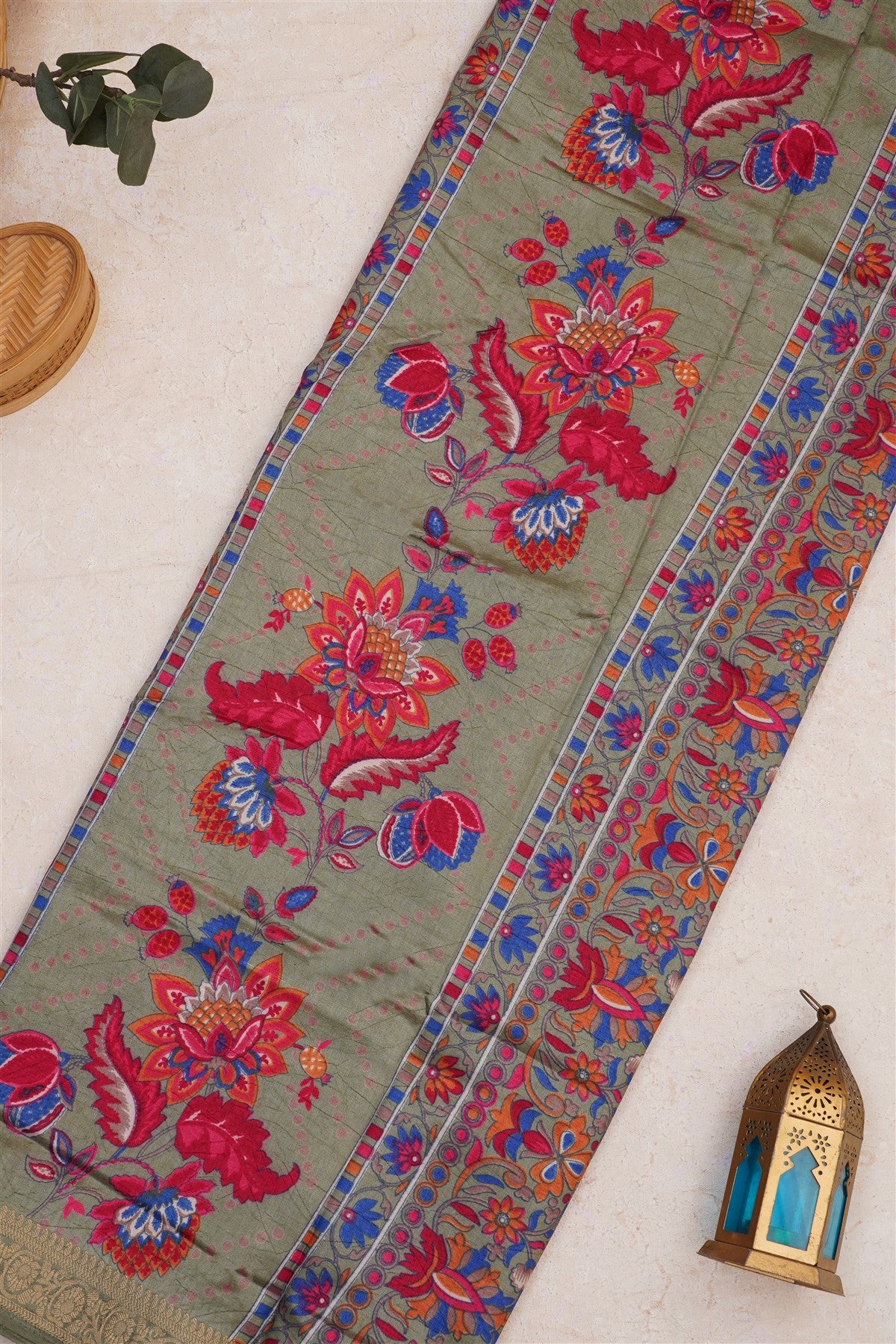 Fancy Art Silk  Light Olive Green Saree