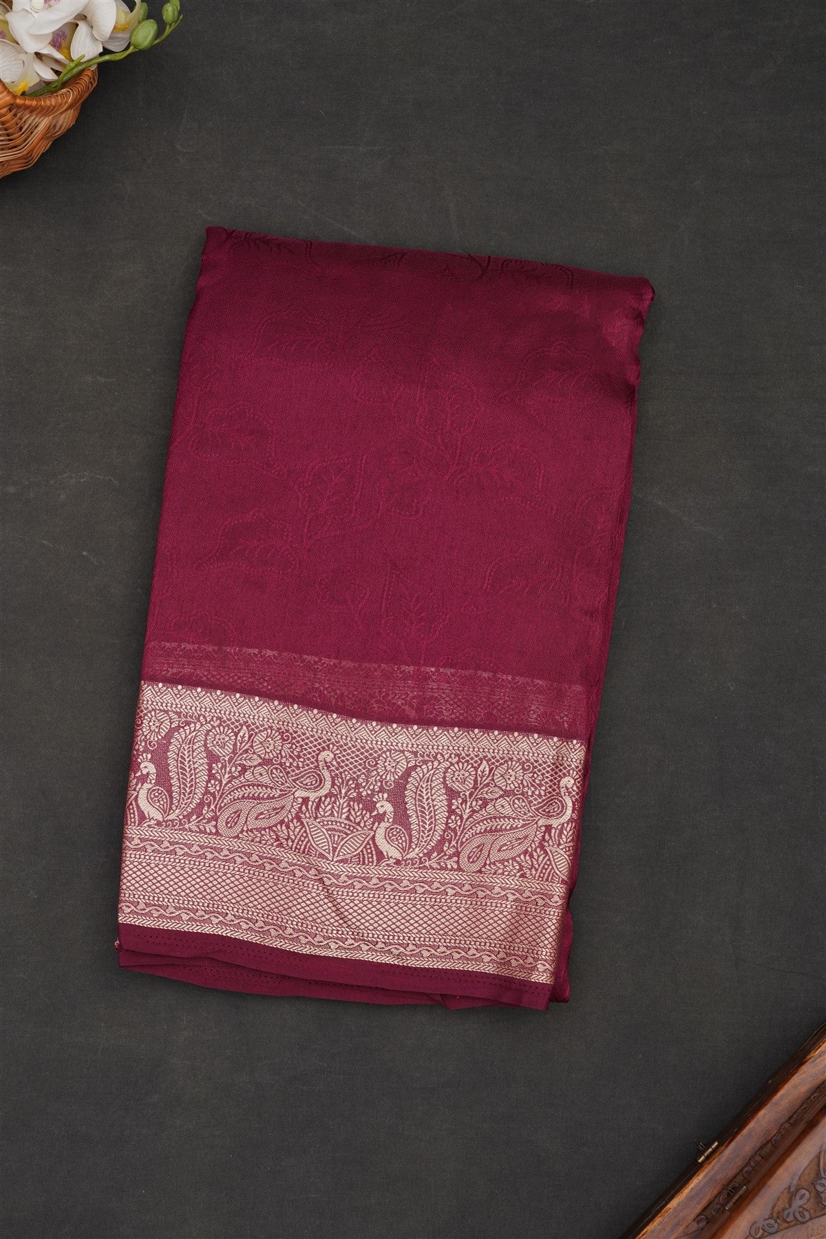 Fancy Marshmallow Georgette Dark Purple Saree