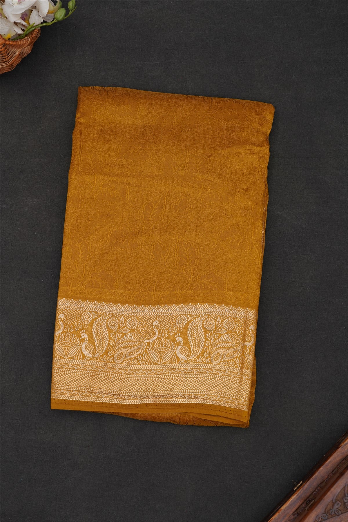 Fancy Marshmallow Georgette Olive Green Saree