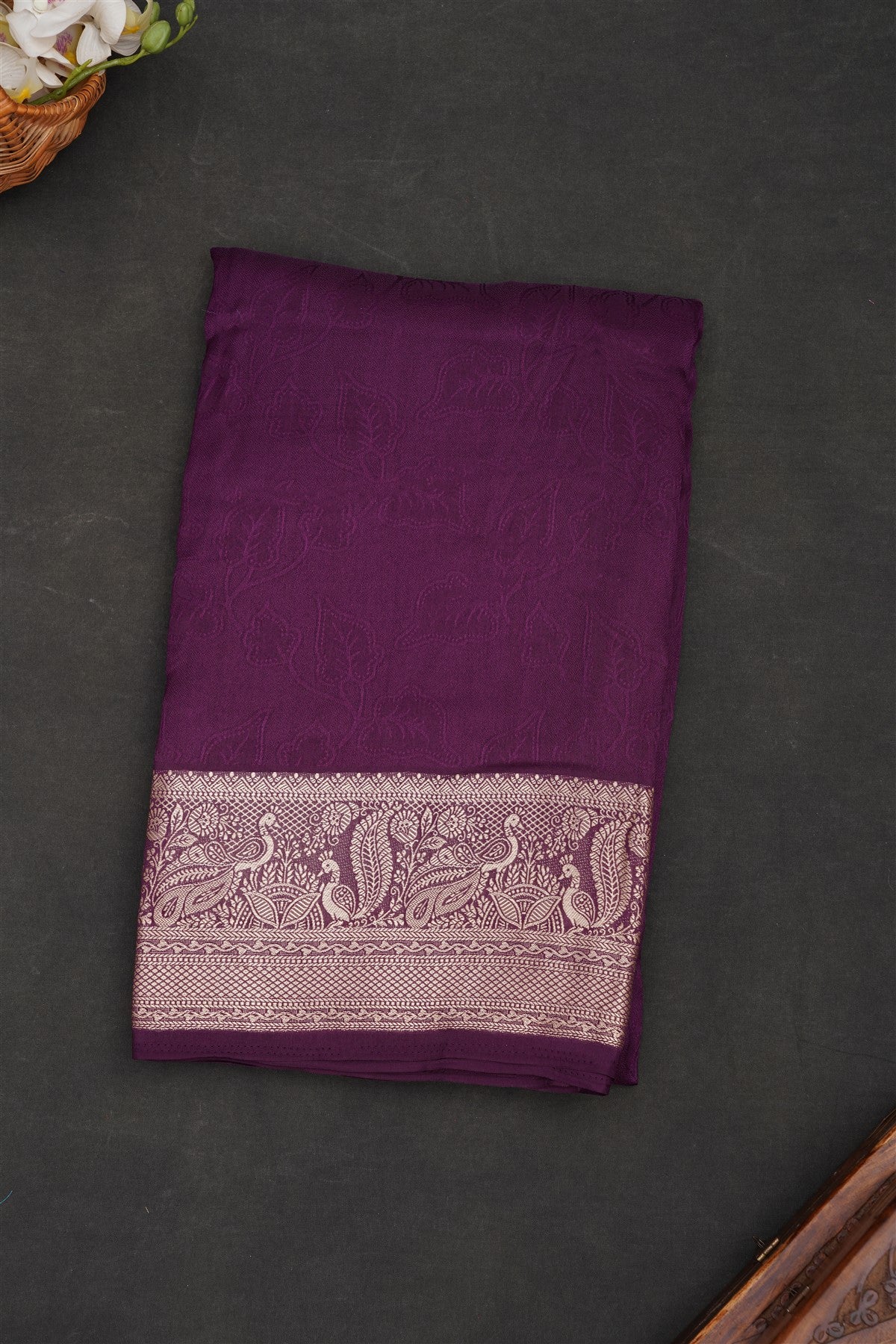 Fancy Marshmallow Georgette Violet Saree