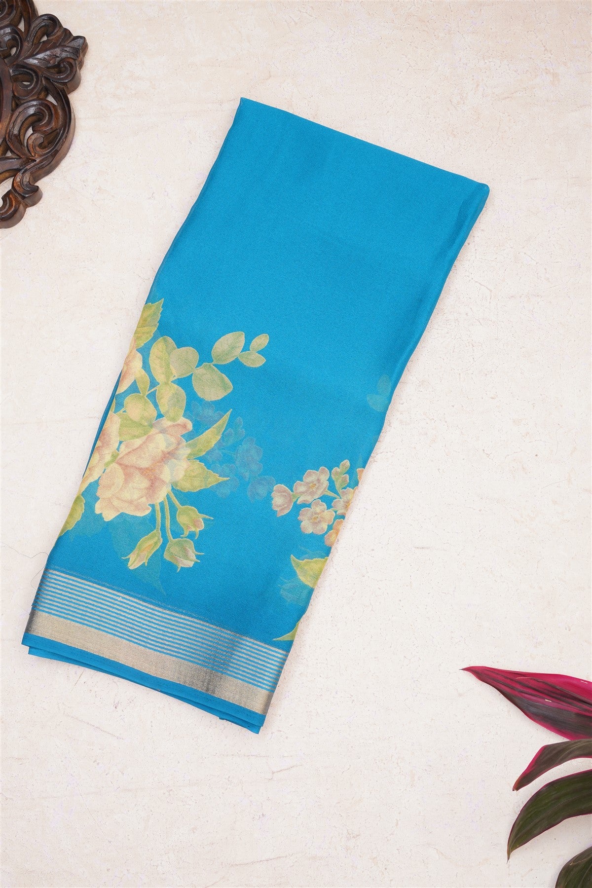 Fancy Georgette Dark Blue Saree