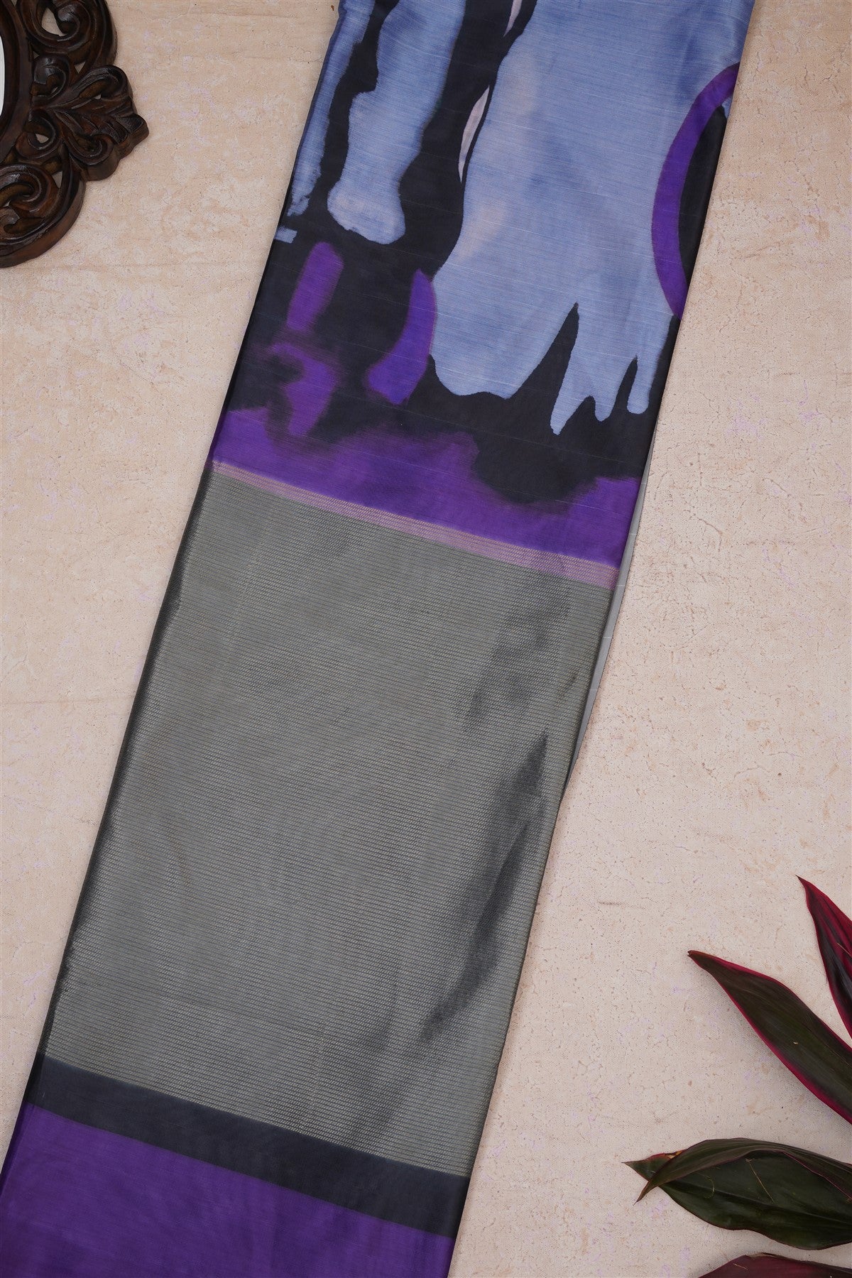 Fancy Soft Silk Slate Blue Saree
