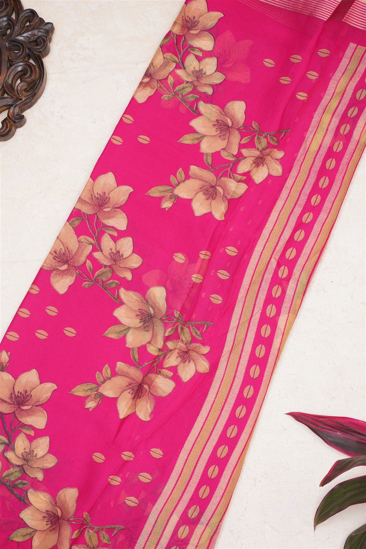 Fancy Georgette Dark Pink Saree