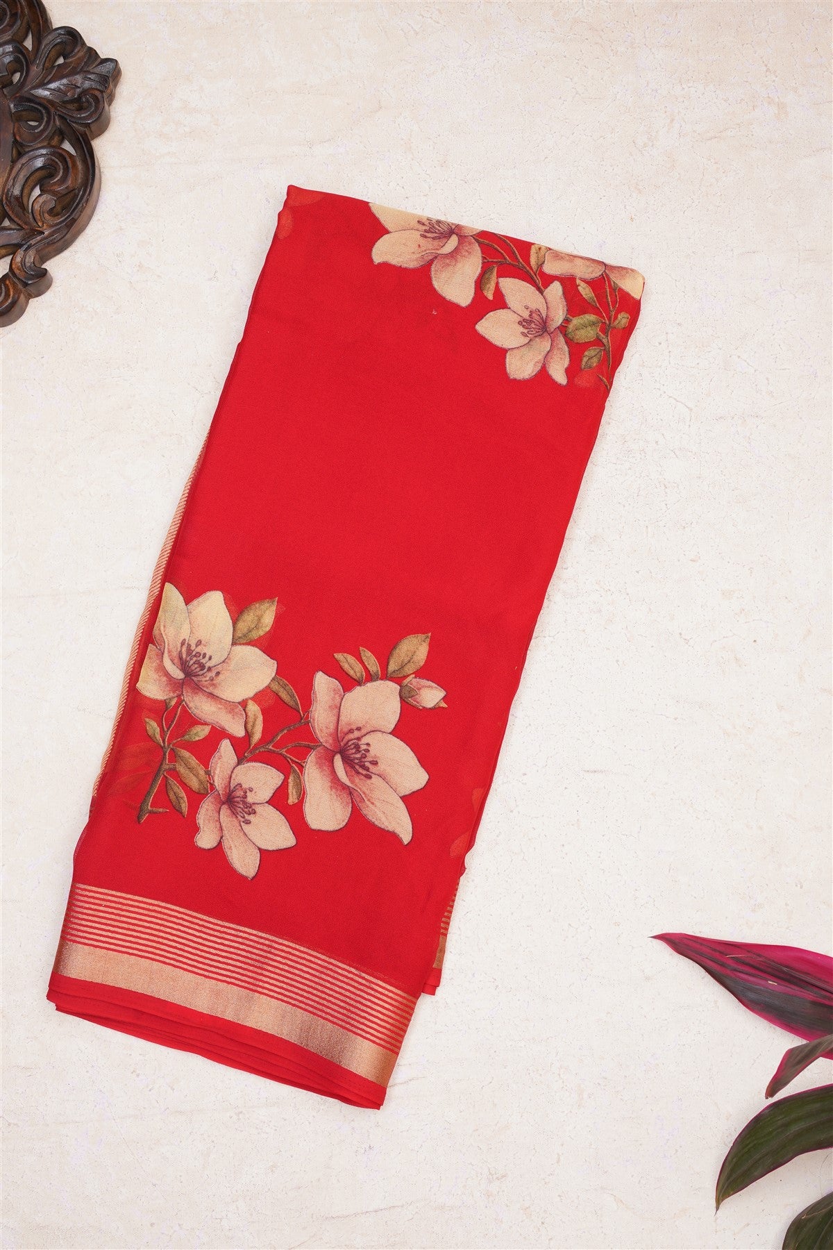 Fancy Georgette Maroon Saree