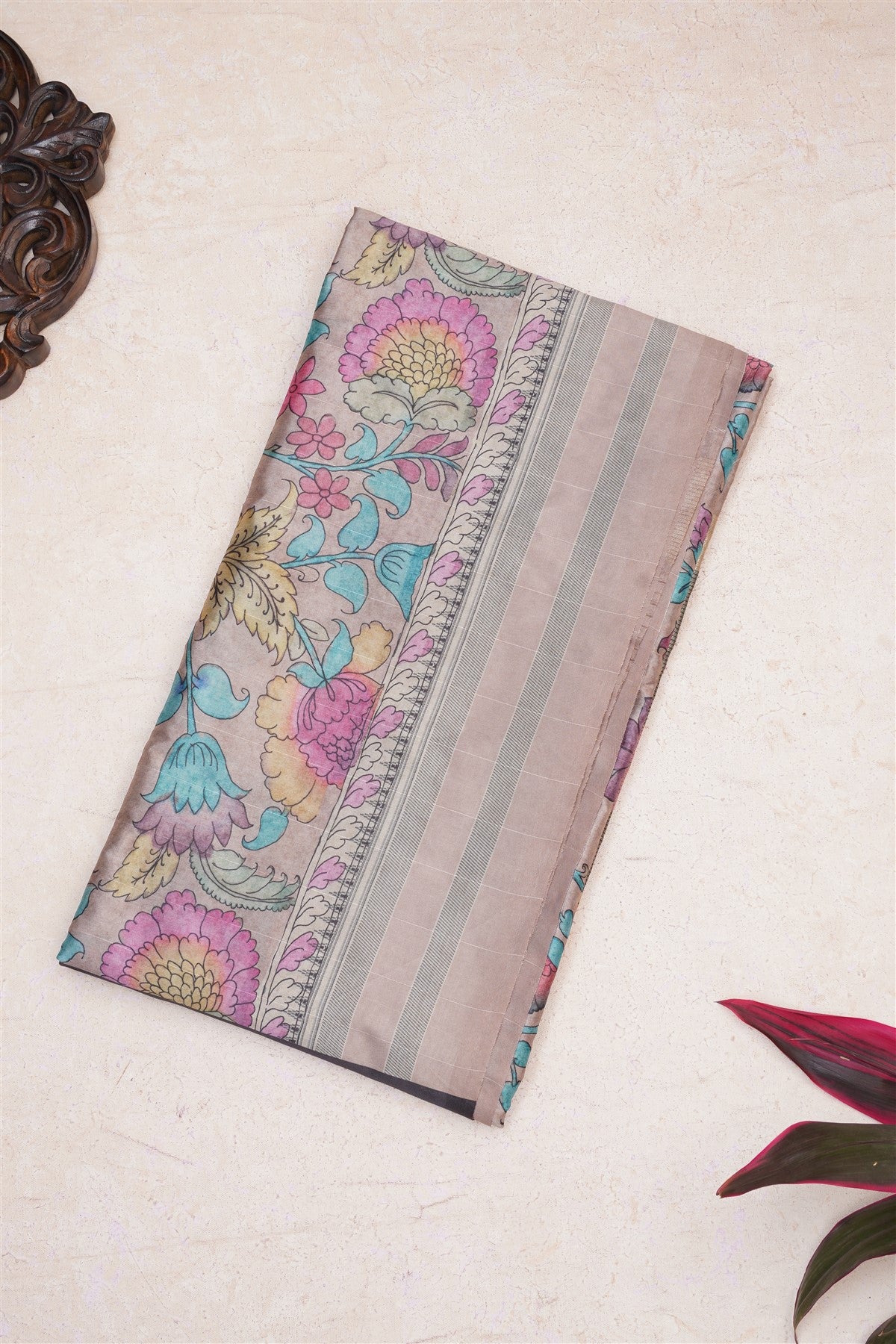 Fancy Tussar Silk Beige Saree